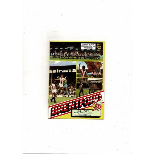 1983/84 Brentford v Hull City Football Programme