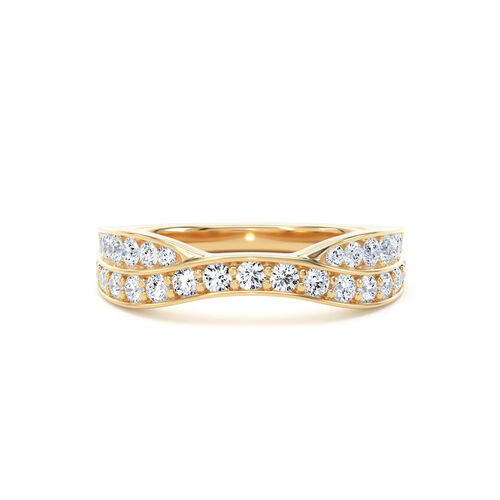 Channel set diamond crossover ring