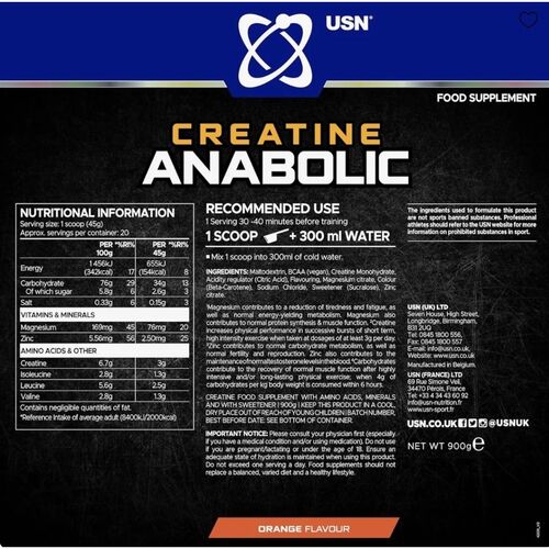 USN Core Creatine Anabolic - Cherry Punch Flavour 900g