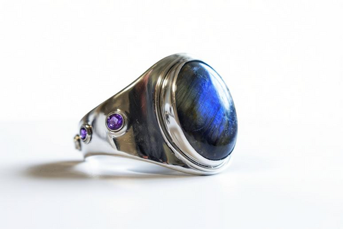 Laboradite and Amethyst Cuff 