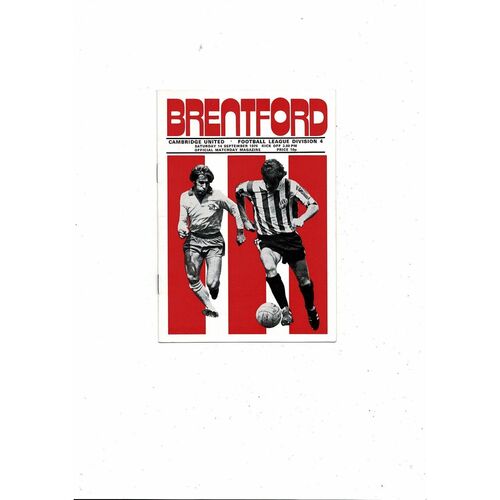 1974/75 Brentford v Cambridge United Football Programme
