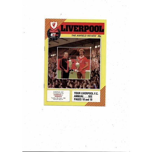 Liverpool v Dundalk European Cup Football Programme 1982/83
