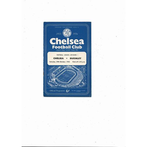1955/56 Chelsea v Burnley Football Programme
