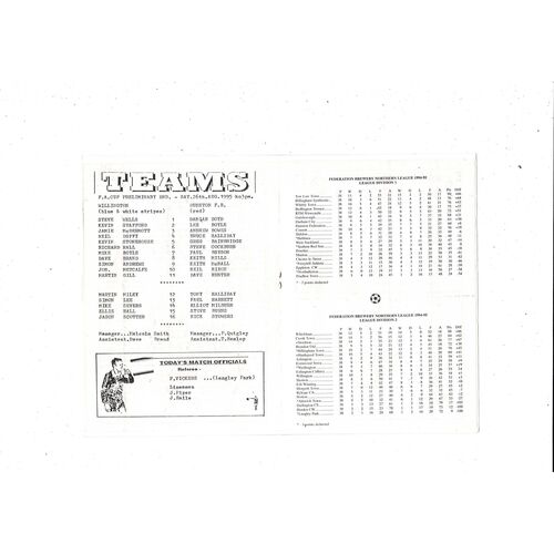 Willington v Dunston FA Cup Football Programme 1995/96