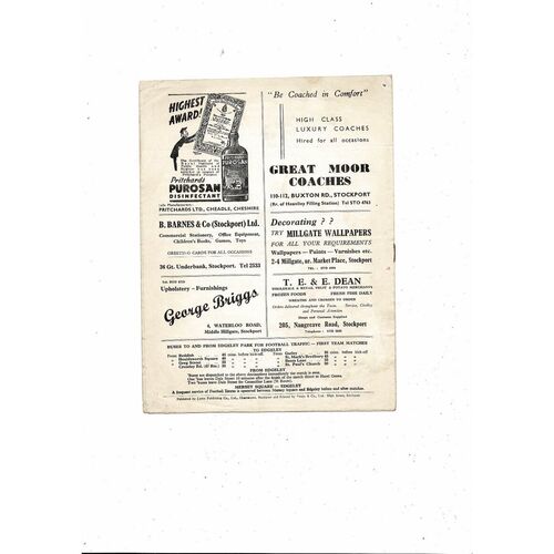 1958/59 Stockport County v Colchester United Football Programme