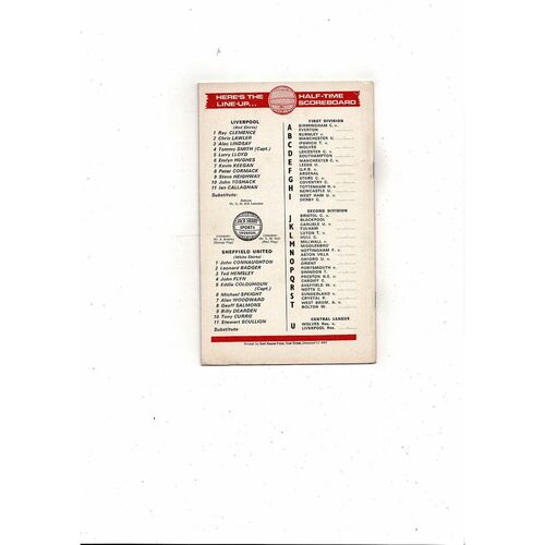 1973/74 Liverpool v Sheffield United Football Programme + League Review
