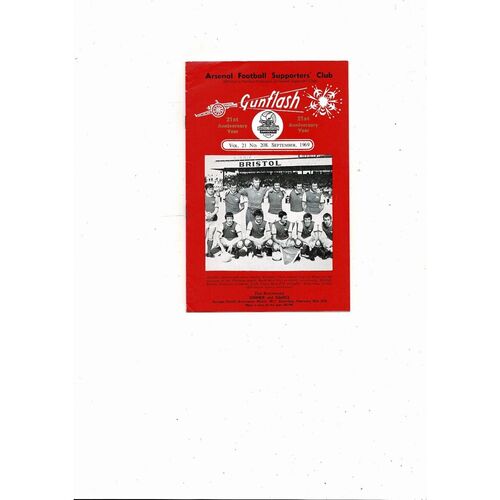 Arsenal Gunflash Magazine Vol 21 No 208 September 1969