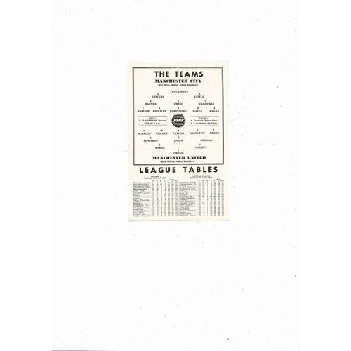 1957/58 Manchester City v Manchester United Football Programme + Insert