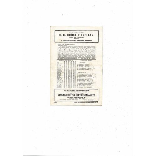 1959/60 Brentford v Reading Football Programme