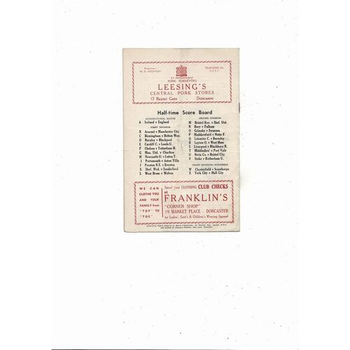 1956/57 Doncaster Rovers v Lincoln City Football Programme