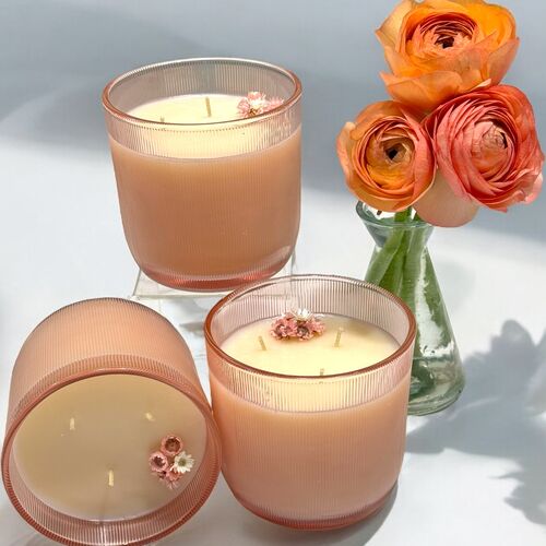 Pink Ribbed Candle