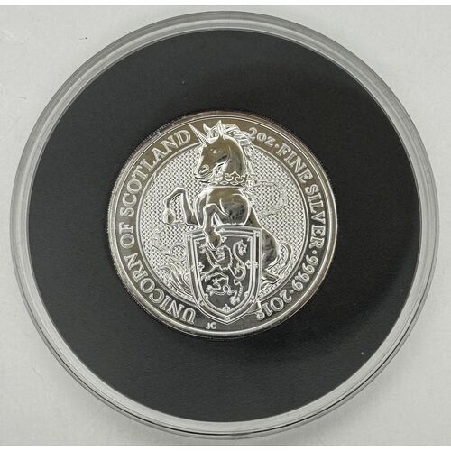 2018 Queens beasts Unicorn of Scotland two ounce silver coin