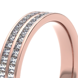 18ct 4mm DIAMOND SET double row princess cut channel