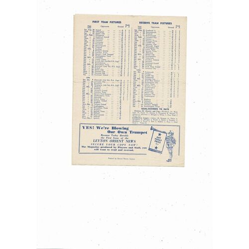 1955/56 Leyton Orient v Brighton Football Programme