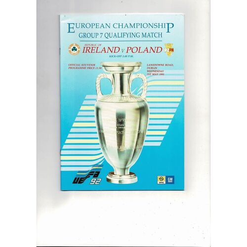 1991 Republic of Ireland v Poland Football Programme