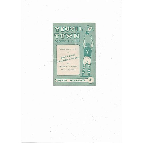 Yeovil Town v Southend United FA Cup Replay Football Programme 1958/59