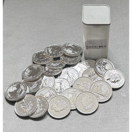Full Royal mint tube of 25 silver 1oz Britannia coins
