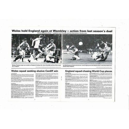 1982 Wales v England Football Programme