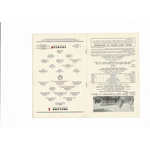 1957 England v France Football Programme