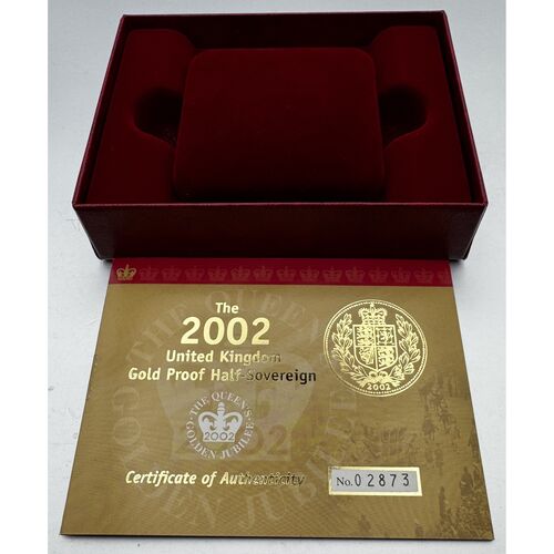 FDC 2002 gold proof half sovereign