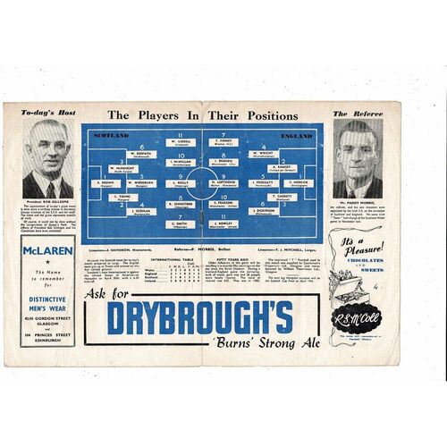1952 Scotland v England Football Programme