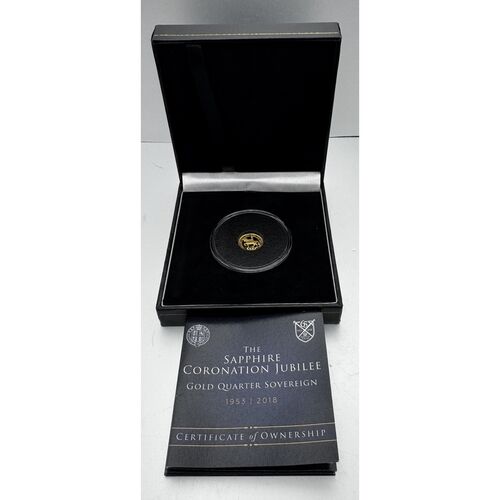 2018 Gold Proof 1/4 Sovereign Sapphire Coronation Jubilee
