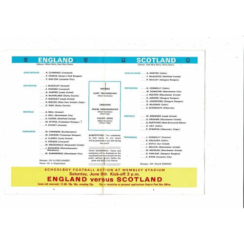 1973 England v Scotland Football Programme + Match Ticket