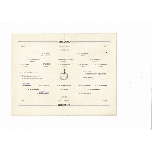 1958 England v Germany Schools International Football Programme @ Chesterfield