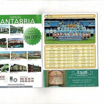 Real Racing Club Santander FC v Manchester City UEFA Cup Football Programme 2008/09