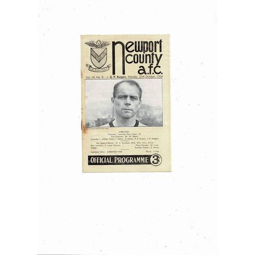 1958/59 Newport County v Queens Park Rangers Football Programme