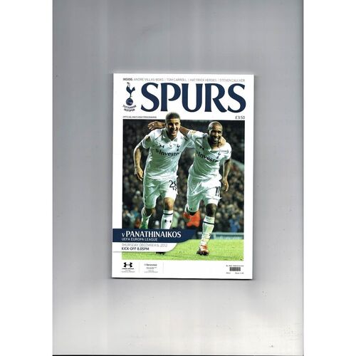 Tottenham Hotspur v Panathinaikos Europa League Football Programme 2012/13