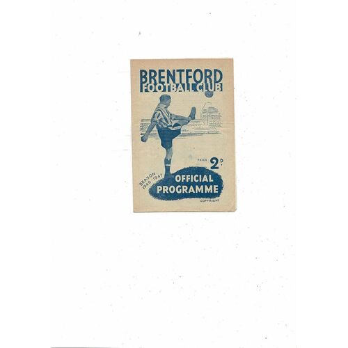 1946/47 Brentford v Blackburn Rovers Football Programme