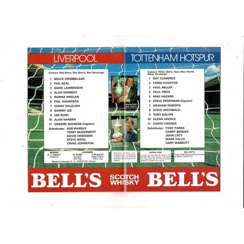 1982 Liverpool v Tottenham Hotspur Charity Shield Football Programme