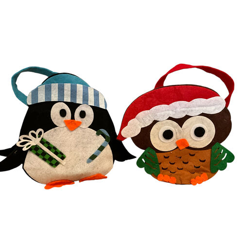 Christmas Owl or Penguin Felt Christmas Gift Bag - EX DISPLAY