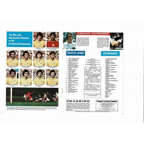 1975 Scotland v Romania Football Programme