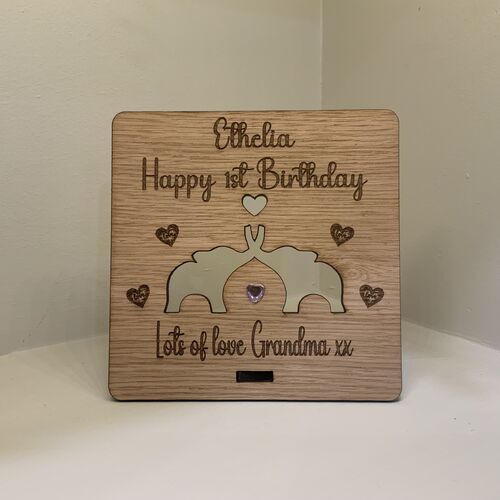 Wooden 1st birthday Card