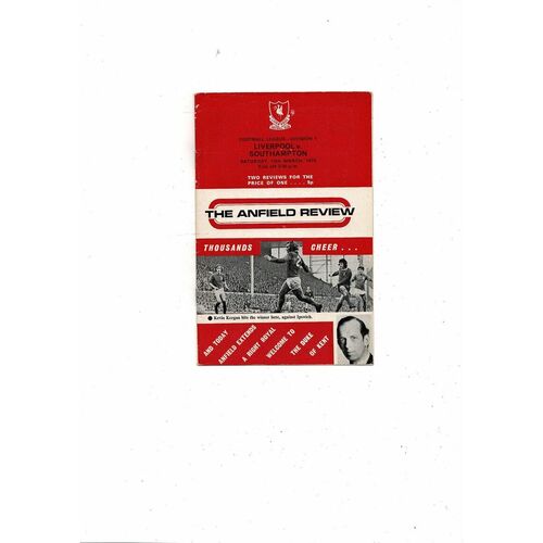 1972/73 Liverpool v Southampton Football Programme