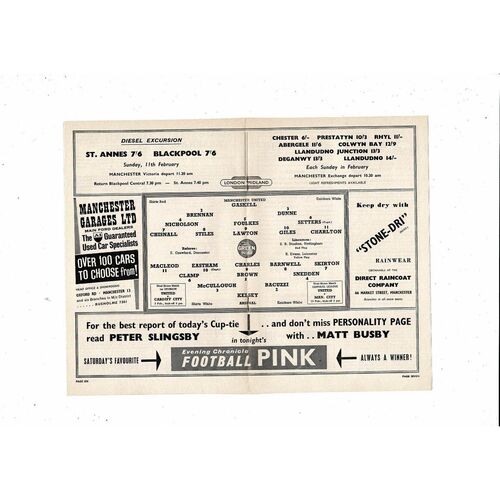 1961/62 Manchester United v Arsenal FA Cup Football Programme 27th Jan