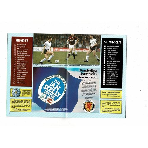 1987 Hearts v St Mirren Scottish Cup Semi Final Football Programme