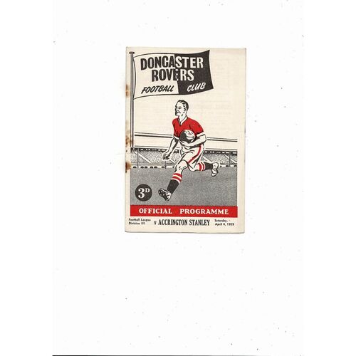 1958/59 Doncaster Rovers v Accrington Stanley Football Programme