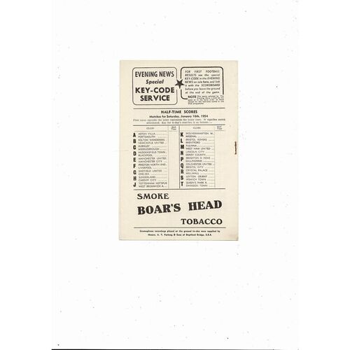 1953/54 Charlton Athletic v Sheffield Wednesday Football Programme