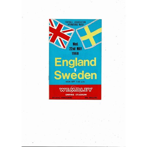 1968 England v Sweden Football Programme
