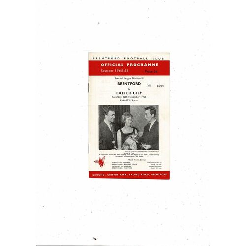 1965/66 Brentford v Exeter City Football Programme