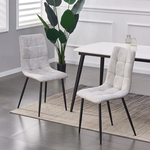 mcc direct Set of 2 Faux Matte Suede Leather Dining Chairs With metal Legs home& restaurants henri