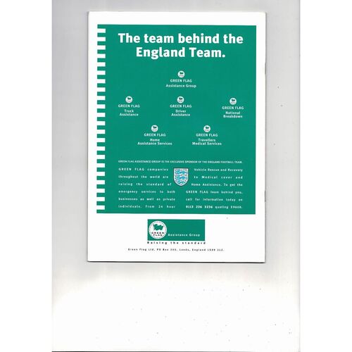 1996 England v Hungary Football Programme
