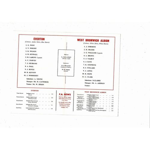 1968 Everton v West Bromwich Albion FA Cup Final Football Programme