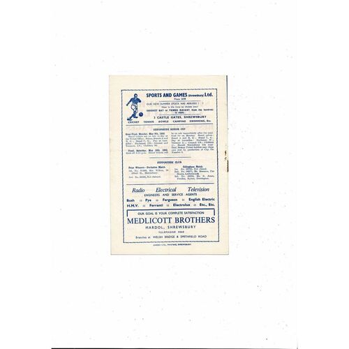 1954/55 Shrewsbury Town v Swindon Town Football Programme