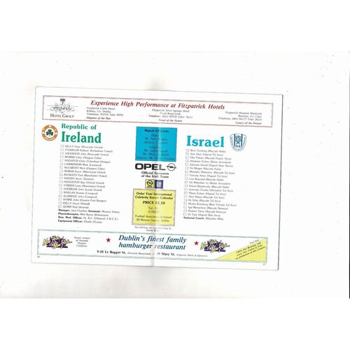 1987 Republic of Ireland v Israel Football Programme