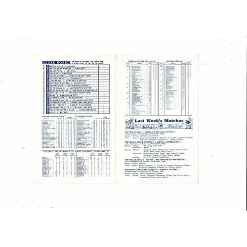 West Bromwich Albion v Leeds United Central League Football Programme 1965/66