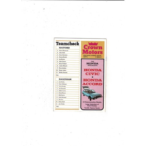 Watford v Dagenham FA Cup Football Programme 1978/79